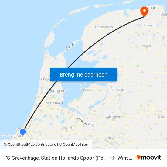 'S-Gravenhage, Station Hollands Spoor (Perron A) to Winsum map