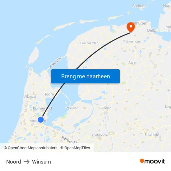 Noord to Winsum map
