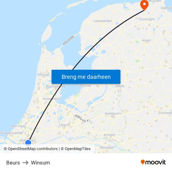 Beurs to Winsum map
