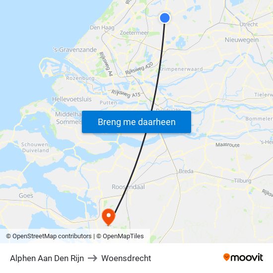 Alphen Aan Den Rijn to Woensdrecht map