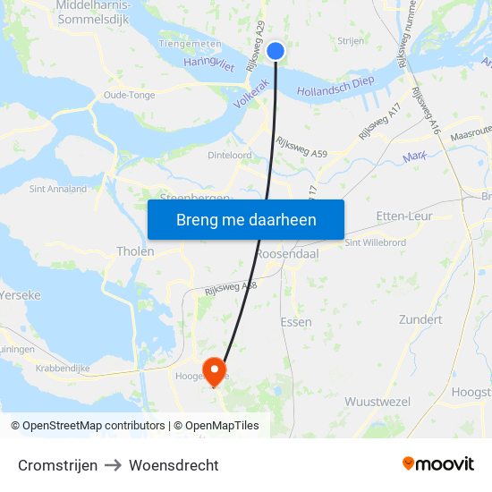 Cromstrijen to Woensdrecht map