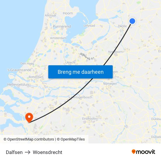 Dalfsen to Woensdrecht map