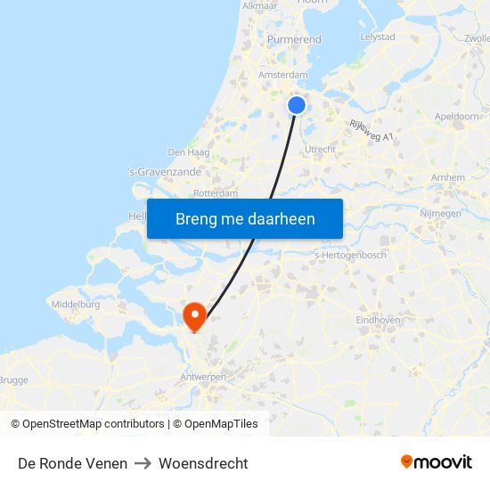 De Ronde Venen to Woensdrecht map