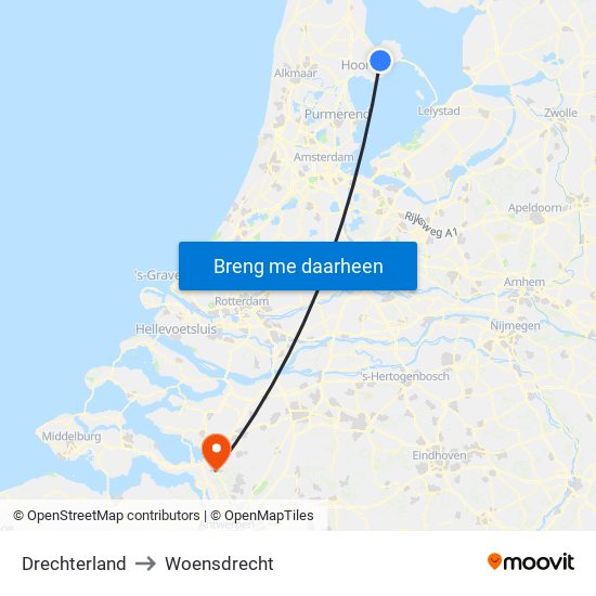 Drechterland to Woensdrecht map