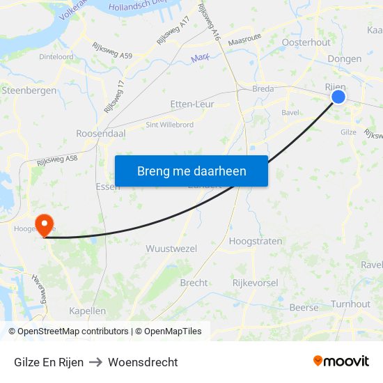 Gilze En Rijen to Woensdrecht map