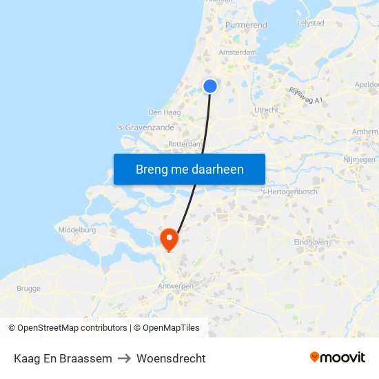 Kaag En Braassem to Woensdrecht map