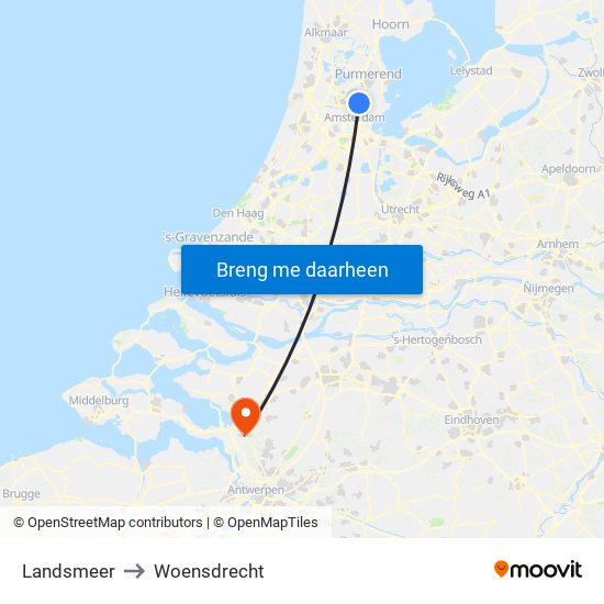 Landsmeer to Woensdrecht map