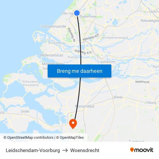 Leidschendam-Voorburg to Woensdrecht map