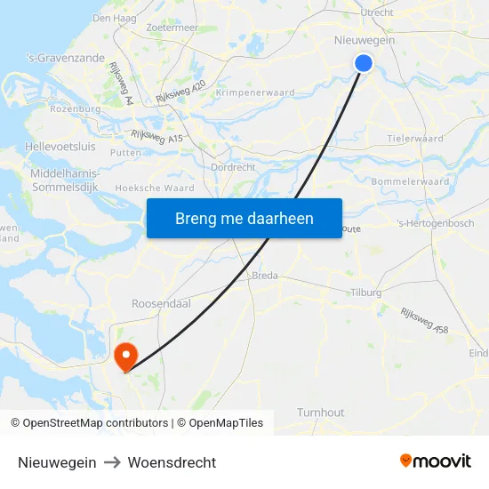 Nieuwegein to Woensdrecht map