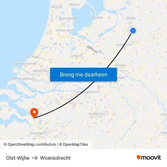 Olst-Wijhe to Woensdrecht map