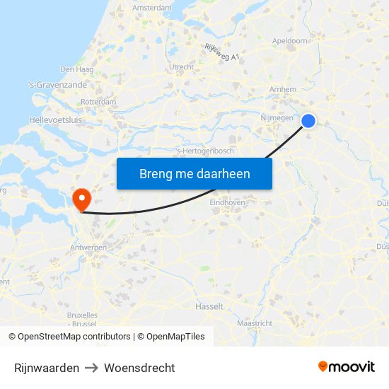 Rijnwaarden to Woensdrecht map
