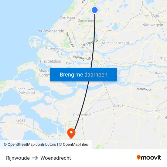 Rijnwoude to Woensdrecht map