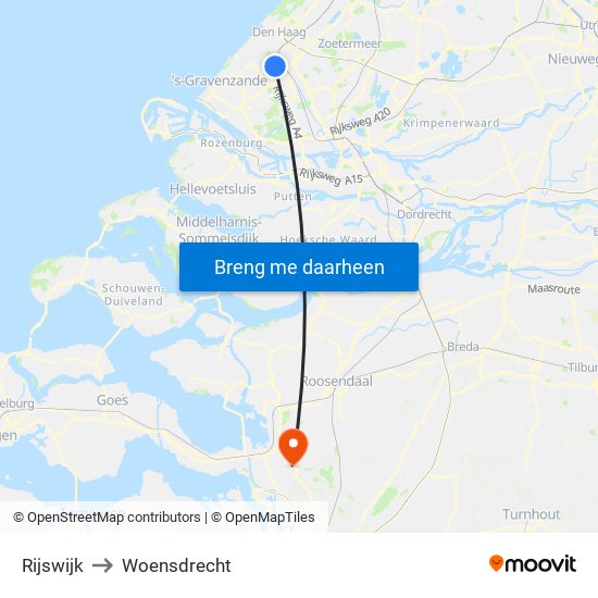 Rijswijk to Woensdrecht map