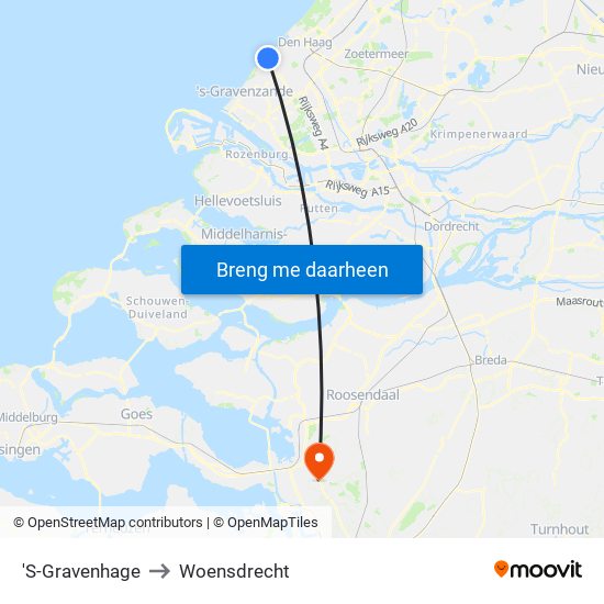 'S-Gravenhage to Woensdrecht map
