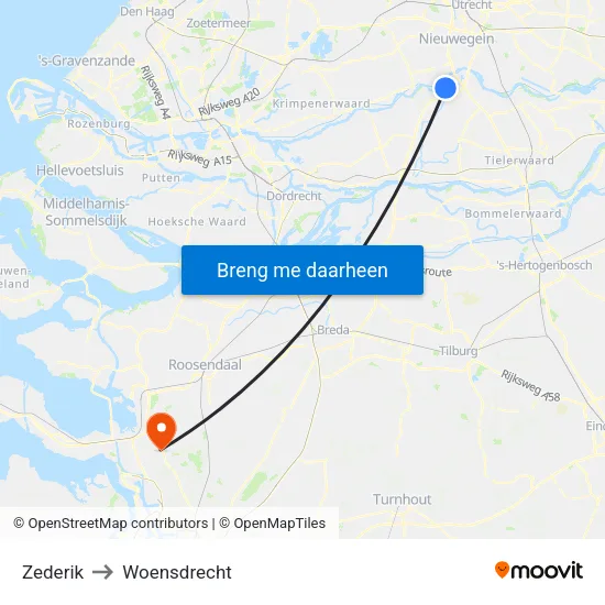 Zederik to Woensdrecht map