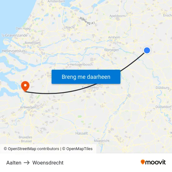 Aalten to Woensdrecht map