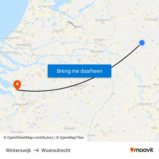 Winterswijk to Woensdrecht map