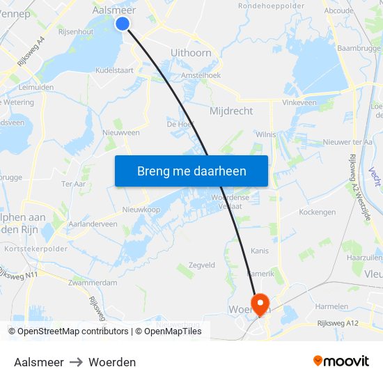 Aalsmeer to Woerden map