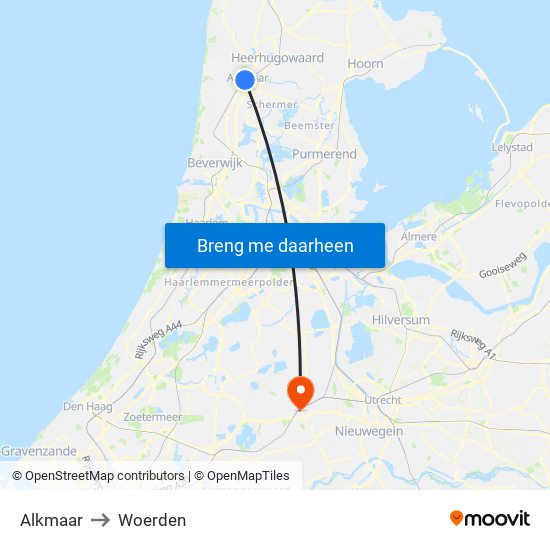 Alkmaar to Woerden map