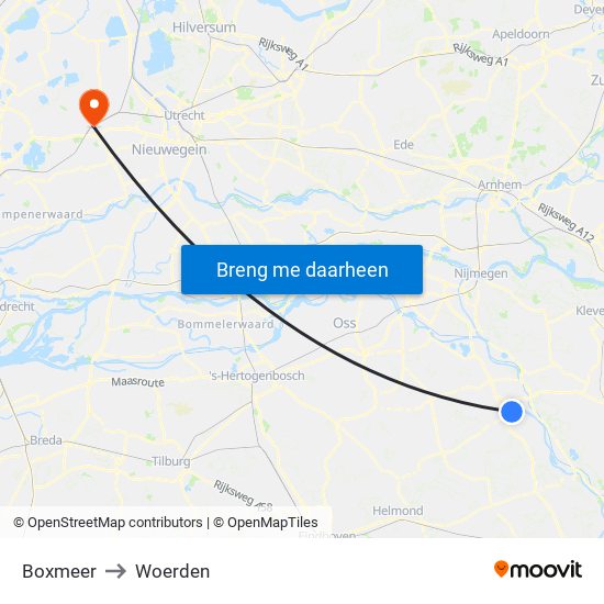 Boxmeer to Woerden map