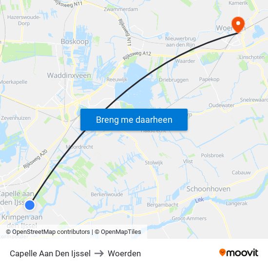 Capelle Aan Den Ijssel to Woerden map