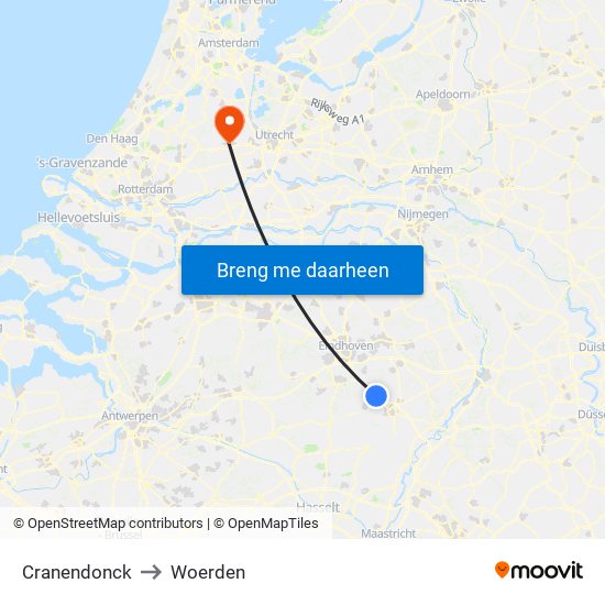 Cranendonck to Woerden map