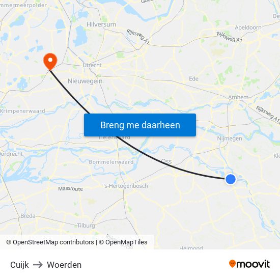 Cuijk to Woerden map