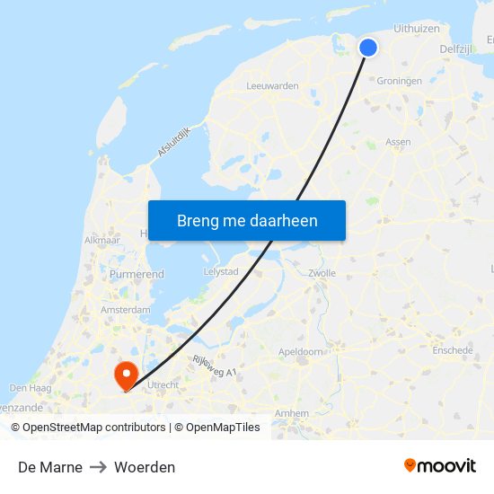 De Marne to Woerden map