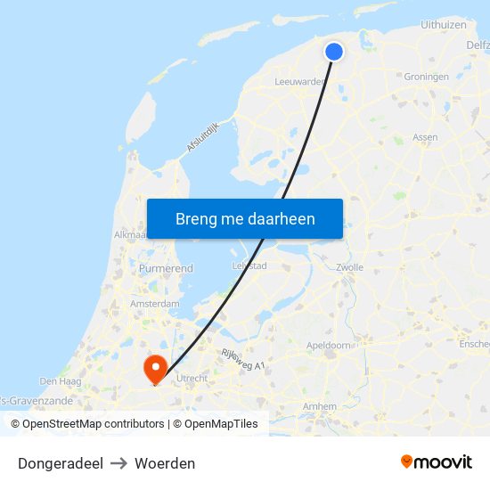 Dongeradeel to Woerden map