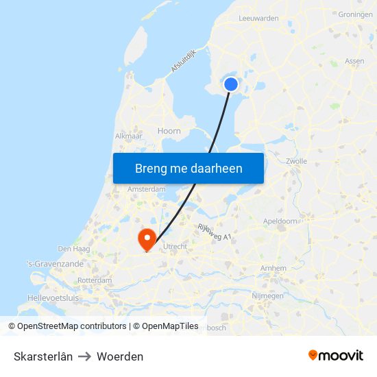 Skarsterlân to Woerden map