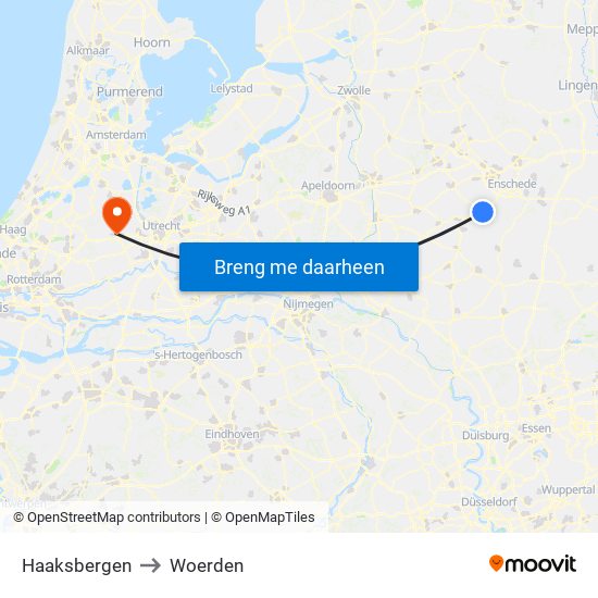 Haaksbergen to Woerden map