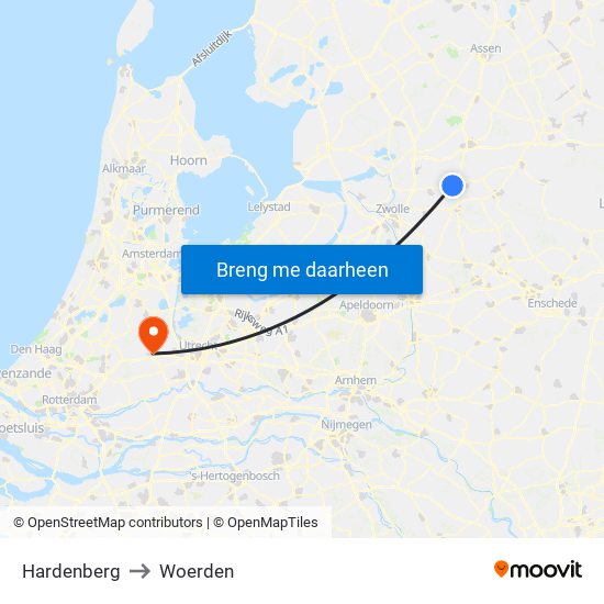 Hardenberg to Woerden map