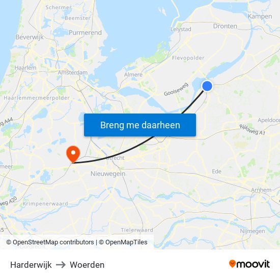 Harderwijk to Woerden map