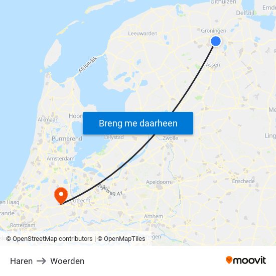 Haren to Woerden map