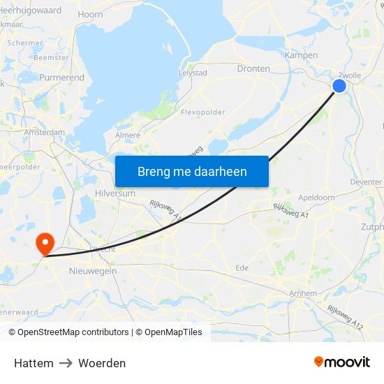 Hattem to Woerden map