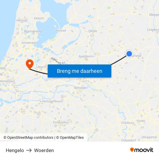 Hengelo to Woerden map
