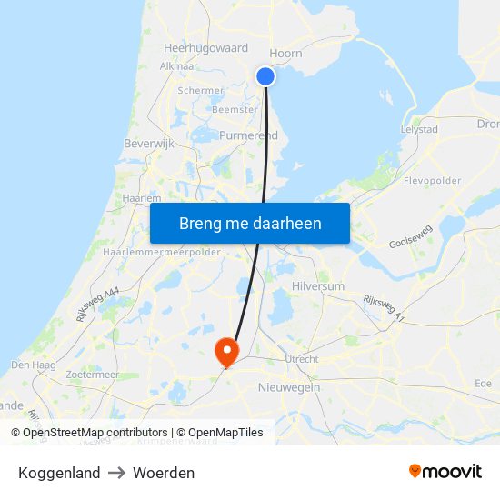 Koggenland to Woerden map