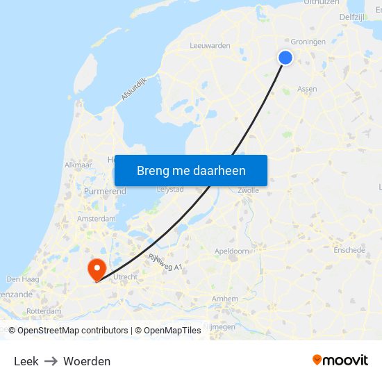 Leek to Woerden map