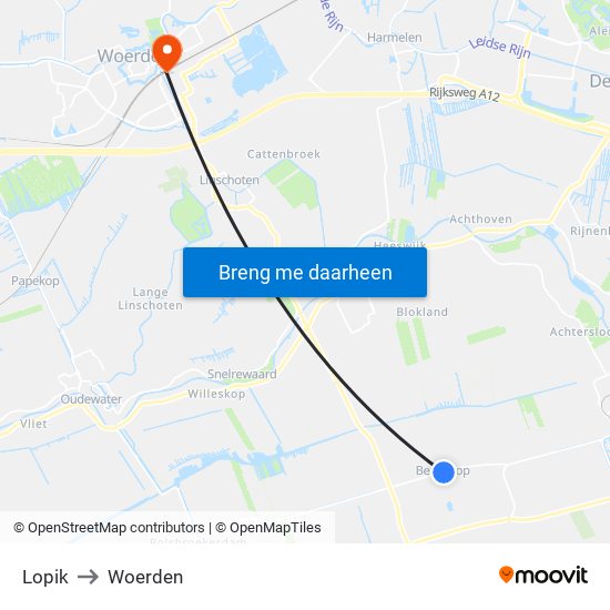 Lopik to Woerden map