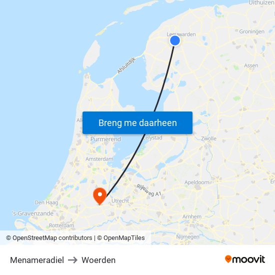 Menameradiel to Woerden map