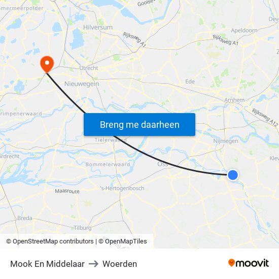 Mook En Middelaar to Woerden map