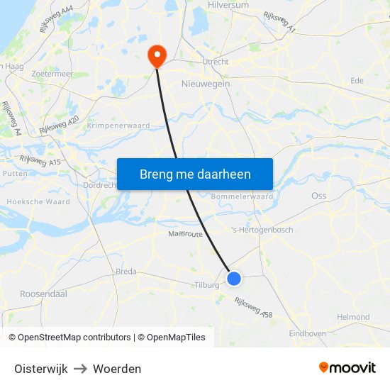 Oisterwijk to Woerden map