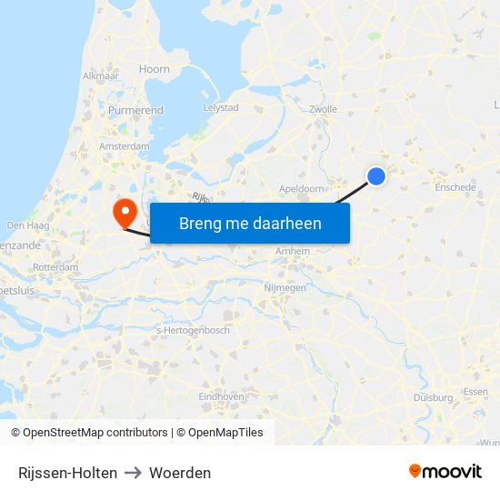 Rijssen-Holten to Woerden map