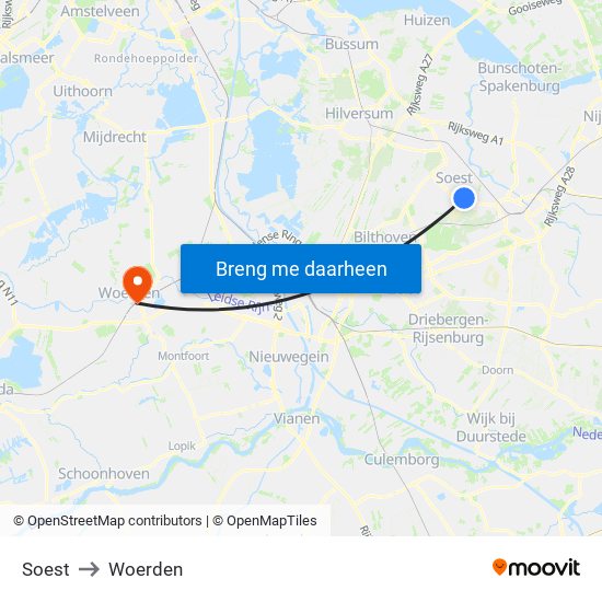Soest to Woerden map