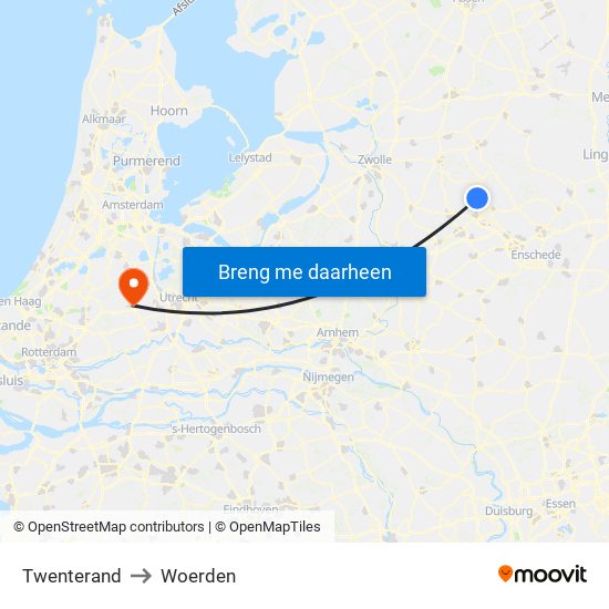 Twenterand to Woerden map
