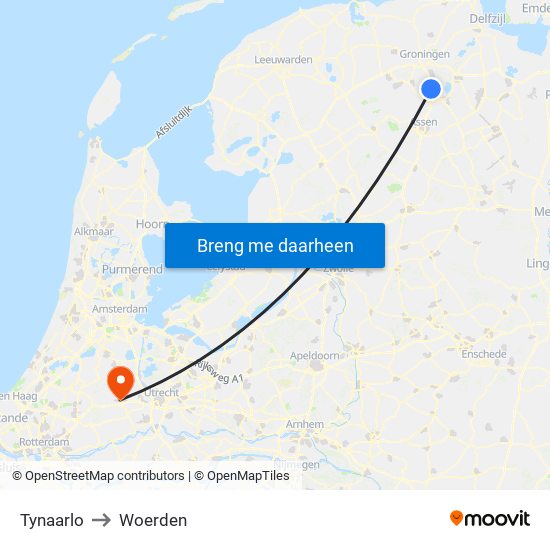 Tynaarlo to Woerden map
