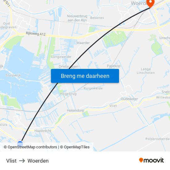 Vlist to Woerden map