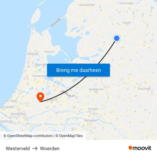 Westerveld to Woerden map