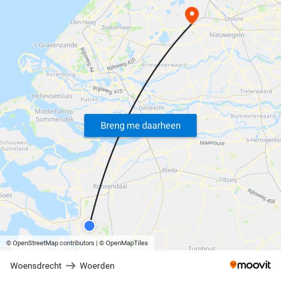 Woensdrecht to Woerden map