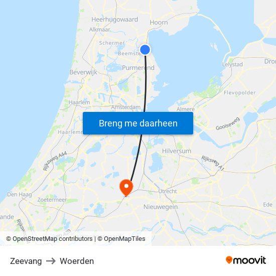 Zeevang to Woerden map